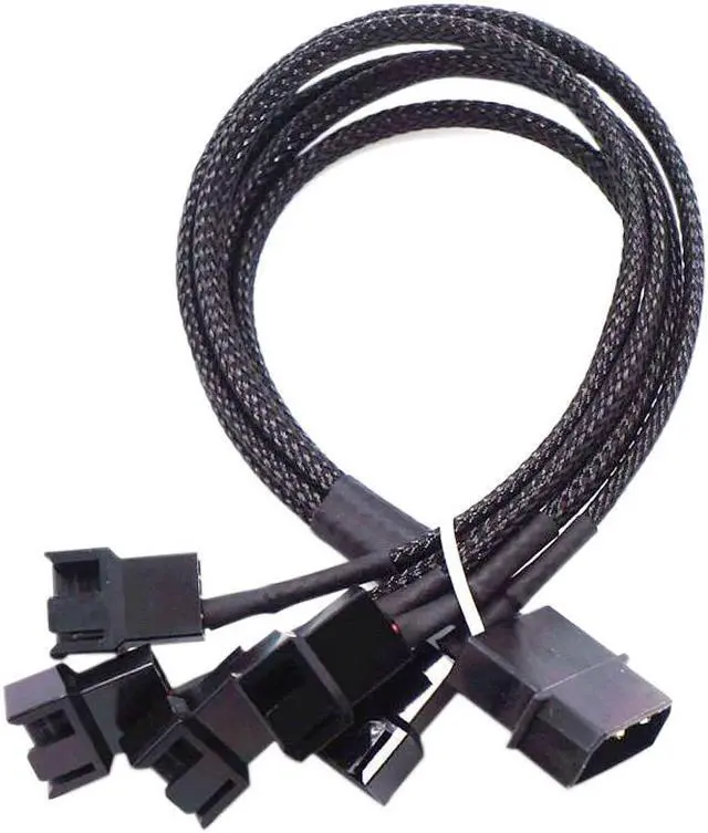 Alt view image 2 of 7 - EN-Labs Molex to 3 Pin 4 Pin Fan Sleeved Power Splitter Cable Adapter,Molex to 5 x TX3 / TX4 (PWM) 12V PC Case Fan Cooler Y Splitter Power Extension Cord - 10 Inch,Black