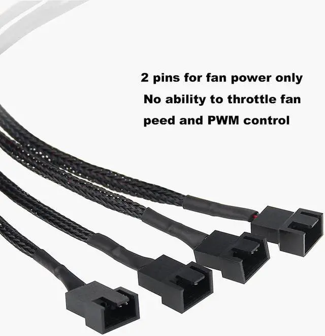 Alt view image 6 of 7 - EN-Labs Molex to 3 Pin 4 Pin Fan Sleeved Power Splitter Cable Adapter,Molex to 5 x TX3 / TX4 (PWM) 12V PC Case Fan Cooler Y Splitter Power Extension Cord - 10 Inch,Black