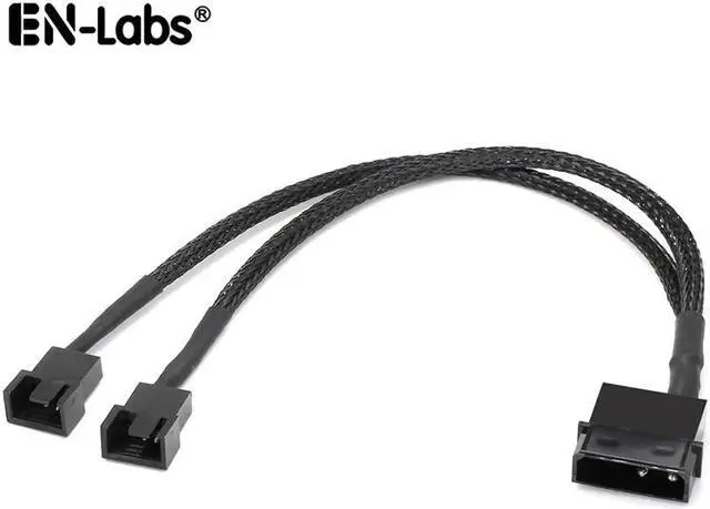 Main image of EN-Labs Molex to 3 Pin 4 Pin Fan Sleeved Power Splitter Cable Adapter,Molex LP4 to 2 x TX3 / TX4 (PWM) 12V PC Case Fan Cooler Y Splitter Power Extension Cord - 10 Inch,Black