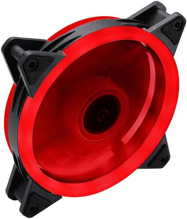 Alt view image 2 of 7 - EnLabs Solar Eclipse Serial 12CM Light Loop PC Computer 16dB Ultra Silent 4pin+3pin Case Fan w/ Anti-Vibration Rubber Pads,120x120x25mm Case Fan w/ Red LED