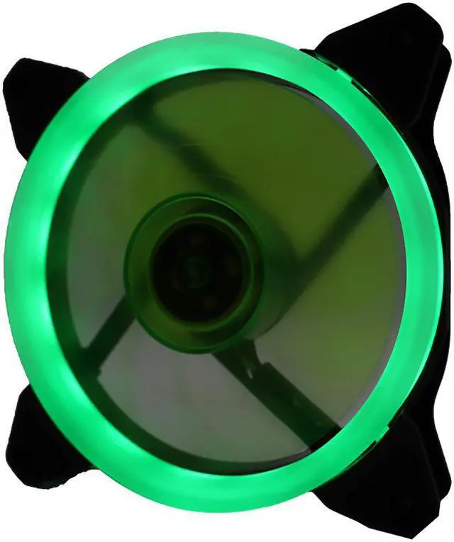 Alt view image 2 of 6 - EnLabs Solar Eclipse Serial 12CM Light Loop PC Computer 16dB Ultra Silent 4pin+3pin Case Fan w/ Anti-Vibration Rubber Pads,120x120x25mm Case Fan w/ Green LED