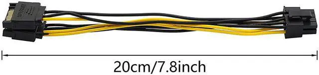 Alt view image 4 of 6 - SATA to GPU 8 Pin Power Adapter Cable - 2 x SATA 15pin to PCIe 8pin PCI-e Video Card Internal Power Adapter Converter - Dual SATA to Graphics Card 8pin (6+2) Cord - 8 Inches