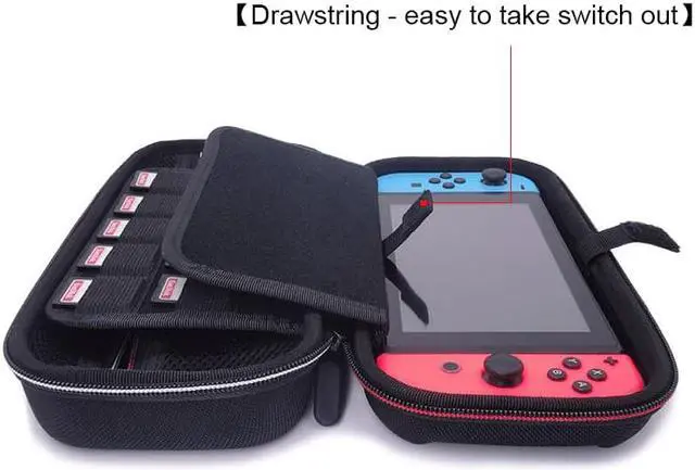 Alt view image 4 of 6 - Carrying Case for Nintendo Switch Console and Accessories, Hard Travel Storage Protective Case with Handle Strap for NS Lite and Switch OLED - 31 Game Card Slots, Black