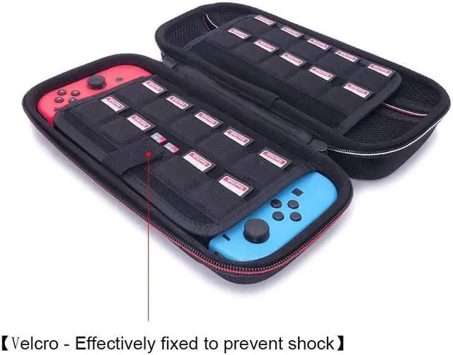 Alt view image 5 of 6 - Carrying Case for Nintendo Switch Console and Accessories, Hard Travel Storage Protective Case with Handle Strap for NS Lite and Switch OLED - 31 Game Card Slots, Black
