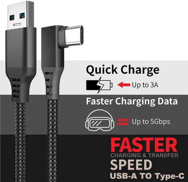 Alt view image 4 of 6 - VR Link Cable Compatible for Oculus Quest 2,USB 3.0 to Type C 5Gbps Data Transfer & 3A Safe Charging Cable for Meta Quest 2 VR Headset, Gaming PC, Steam VR - 20FT,Sleeved Black