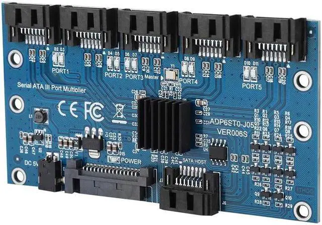 Alt view image 5 of 6 - SATA 3.0 5 Ports Hard Drive Hub Expansion Card Splitter,SATAIII 6Gbps Riser Card w/SATA & DC 5V Power for Win7 Win8 Win XP, etc,Requires Motherboard SATA Port Multiplier Supporting