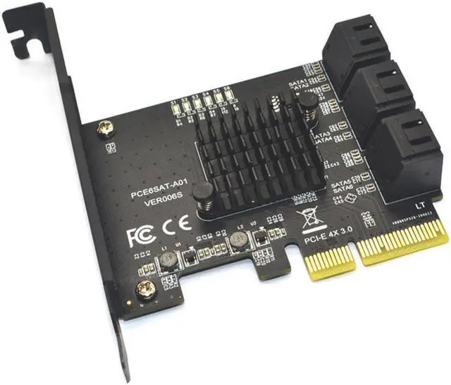 Alt view image 6 of 7 - EN-Labs PCIe 4x to SATA Card 6 Ports, 6 Gbps SATA 3.0 PCI-e Card,PCI Express to SATA Controller Expansion Card, SATAIII Non-Raid,with Full Profile & Low Profile Bracket (ASMedia ASM1166 Chipset)