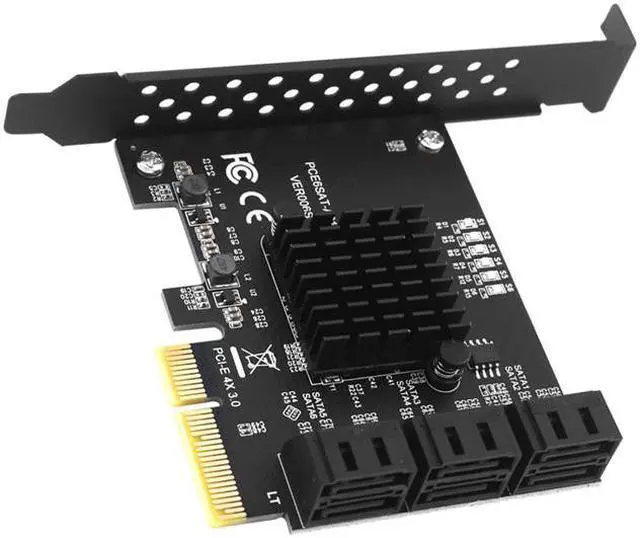 Alt view image 7 of 7 - EN-Labs PCIe 4x to SATA Card 6 Ports, 6 Gbps SATA 3.0 PCI-e Card,PCI Express to SATA Controller Expansion Card, SATAIII Non-Raid,with Full Profile & Low Profile Bracket (ASMedia ASM1166 Chipset)