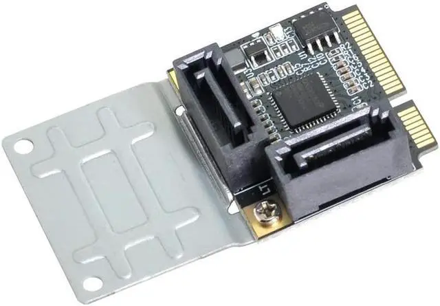 Alt view image 2 of 7 - Mini PCIe to 2 Ports SATA III Adapter Converter,Low Profile Dual SATA Mini PCI Express Half Size Extension Controller Card for SATA 3.0 Hard Drive, 6Gpbs SSD,DVD ROM- with Full Size Bracket