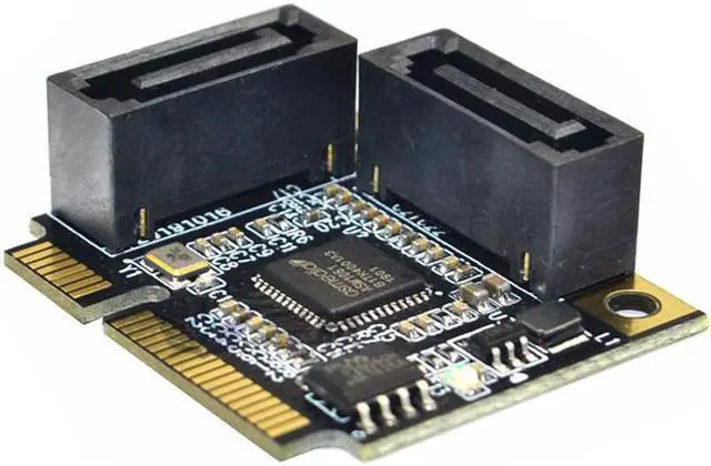 Alt view image 3 of 7 - Mini PCIe to 2 Ports SATA III Adapter Converter,Low Profile Dual SATA Mini PCI Express Half Size Extension Controller Card for SATA 3.0 Hard Drive, 6Gpbs SSD,DVD ROM- with Full Size Bracket