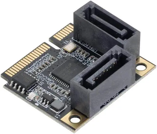 Alt view image 4 of 7 - Mini PCIe to 2 Ports SATA III Adapter Converter,Low Profile Dual SATA Mini PCI Express Half Size Extension Controller Card for SATA 3.0 Hard Drive, 6Gpbs SSD,DVD ROM- with Full Size Bracket