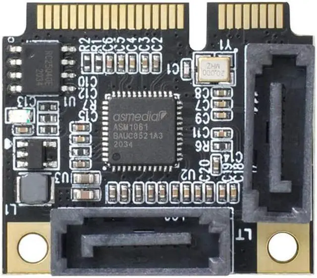 Alt view image 7 of 7 - Mini PCIe to 2 Ports SATA III Adapter Converter,Low Profile Dual SATA Mini PCI Express Half Size Extension Controller Card for SATA 3.0 Hard Drive, 6Gpbs SSD,DVD ROM- with Full Size Bracket