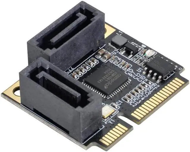 Alt view image 5 of 7 - Mini PCIe to 2 Ports SATA III Adapter Converter,Low Profile Dual SATA Mini PCI Express Half Size Extension Controller Card for SATA 3.0 Hard Drive, 6Gpbs SSD,DVD ROM- with Full Size Bracket