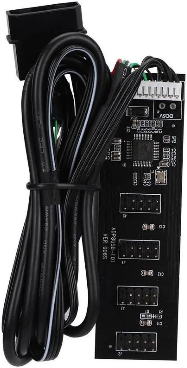 Alt view image 3 of 6 - USB 9 Pin Motherboard Header Hub 4 Ports Splitter Adapter, USB 2.0 9Pin Header 1 to 4 Extension Converter Card - Molex Power,USB 9-Pin Internal Cable,1.64FT