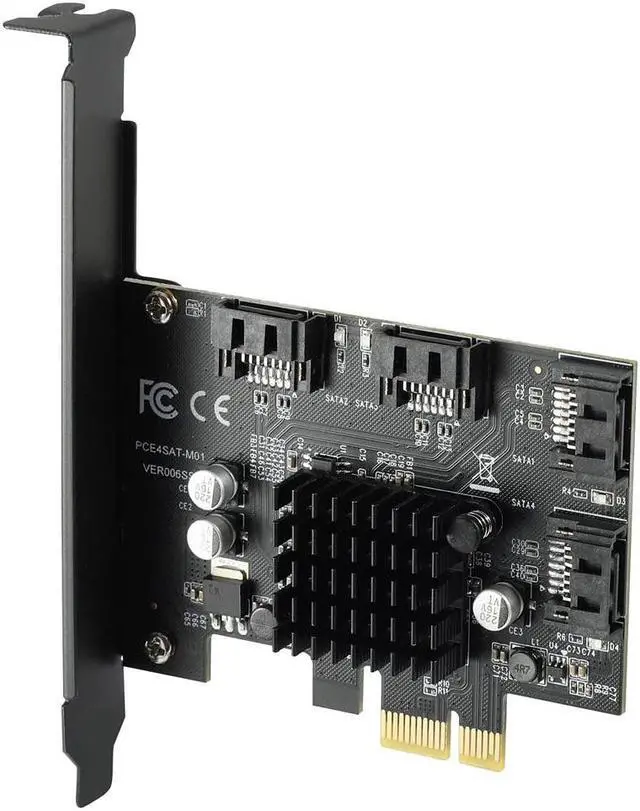 Alt view image 2 of 6 - 4 Port SATA 3.0 PCIe 3.0 X1 Controller Card,SATAIII 6GbpsPCI Express Expansion Card, Support SSD/HDD as System Boot Disk,Marvell 88SE9215,Non-Raid,Black
