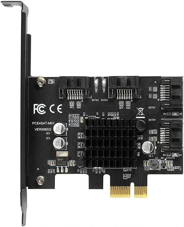 Alt view image 4 of 6 - 4 Port SATA 3.0 PCIe 3.0 X1 Controller Card,SATAIII 6GbpsPCI Express Expansion Card, Support SSD/HDD as System Boot Disk,Marvell 88SE9215,Non-Raid,Black