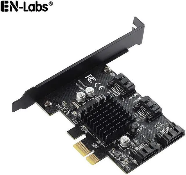 Main image of 4 Port SATA 3.0 PCIe 3.0 X1 Controller Card,SATAIII 6GbpsPCI Express Expansion Card, Support SSD/HDD as System Boot Disk,Marvell 88SE9215,Non-Raid,Black