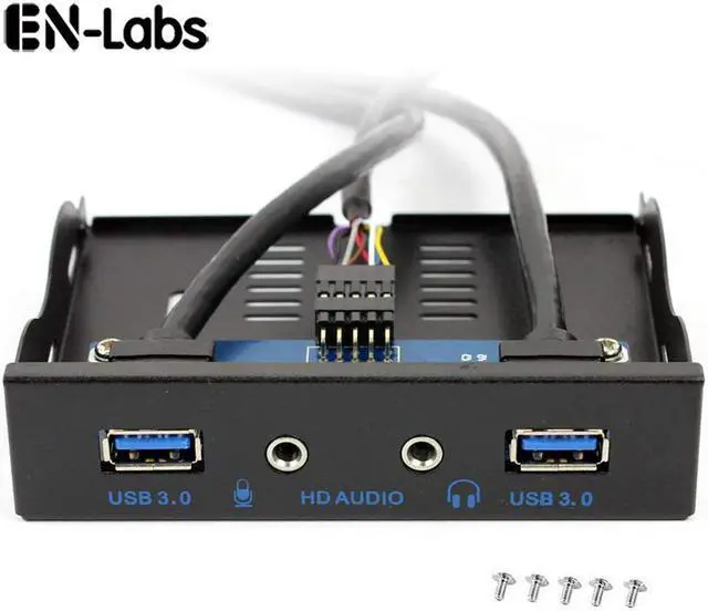 Main image of EnLabs FP35U32AM 3.5-Inch Front Panel 2 Ports USB 3.0  Hub w/ HD Audio Output & Microphone,USB 20 pin to 2 Port USB 3.0 Splitter w/ Stereo Audio Mic