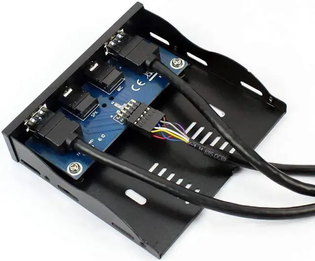 Alt view image 4 of 6 - EnLabs FP35U32AM 3.5-Inch Front Panel 2 Ports USB 3.0  Hub w/ HD Audio Output & Microphone,USB 20 pin to 2 Port USB 3.0 Splitter w/ Stereo Audio Mic