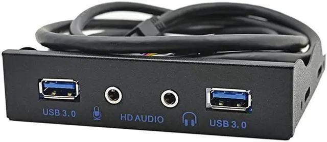 Alt view image 2 of 7 - 3.5" Internal Floppy Bay Front Panel Motherboard Mainboard USB 3.0 20Pin Header to 2 Port USB 3.0 Female Hub Adapter Bracket w/ HD Audio Mic Connector