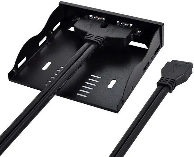 Alt view image 4 of 6 - 3.5" Internal Floppy Bay Front Panel Motherboard Mainboard USB 3.0 20Pin Header to 2 Port USB 3.0 Female Hub Adapter Bracket w/ 60cm Cable