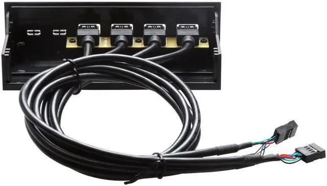 Alt view image 2 of 5 - EnLabs FP525U24PL PC computer 5.25 inch 4 Ports USB 2.0 front panel USB Port Hub Splitter 60CM Dual 2 x USB 2.0 Type A Female to 9pin Cables -Black Plastic