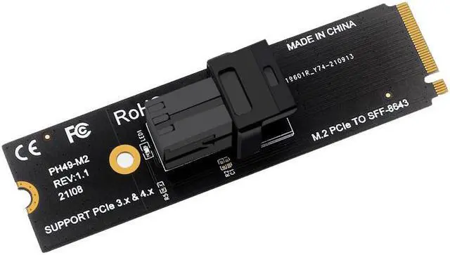 Alt view image 4 of 7 - EN-Labs U.2 to M.2 NVMe M-Key NVMe Adapter,M2 to Mini SAS SFF-8643 Expansion Card w/ SFF8643 to SFF-8639 PCIe SSD Adapter Cable for Mainboard Intel SSD 750 p3600 p3700 - 1.64FT