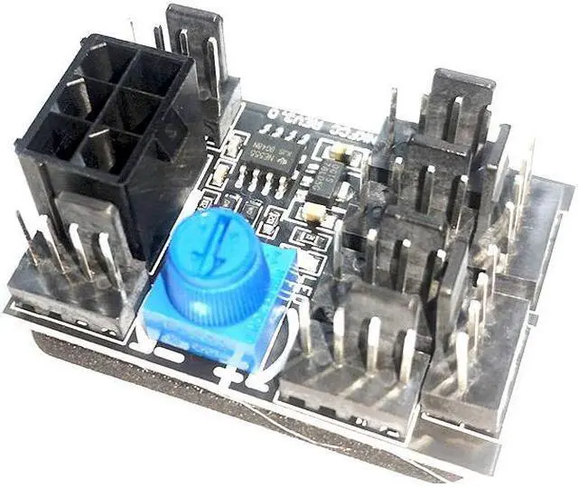 Alt view image 2 of 6 - PWM 4 Pin Fan Controller Hub 17A High-Power 8 Ports 4Pin CPU Case Cooler Fan Speed Splitter Adapter, Power by PCIe 6-Pin 12V Connector - Compatible with 2Pin & 3Pin Fan