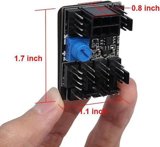 Alt view image 4 of 6 - PWM 4 Pin Fan Controller Hub 17A High-Power 8 Ports 4Pin CPU Case Cooler Fan Speed Splitter Adapter, Power by PCIe 6-Pin 12V Connector - Compatible with 2Pin & 3Pin Fan