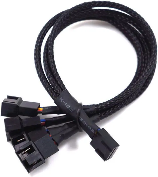 Alt view image 4 of 6 - PWM Fan Splitter Cable Hub 1 to 4 Power Adpater,Motherboard PMW 4-pin Fan Sleeved Braided Y Splitter Internal Power Extension Cable for Computer CPU/Case Fan 1x4 Converter - 10 inches