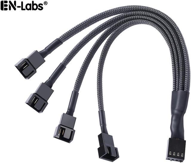 Nautisk Visum halskæde PWM Fan Splitter Cable Hub 1 to 4 Power Adpater,Motherboard PMW 4-pin Fan  Sleeved Braided Y Splitter Internal Power Extension Cable for Computer CPU/Case  Fan 1x4 Converter - 10 inches Internal Power