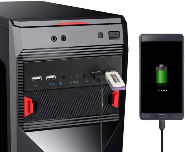 Alt view image 7 of 7 - 5.25 Inch Front Panel 7 Ports USB Hub w/ HD Audio & Microphone, USB 3.2 Gen 2(10Gbps) Type-C,2 x USB 3.0 & 2 x USB 2.0 ,3.5mm Audio & Mic ,USB Motherboard Header to PC Case Expansion Adapter