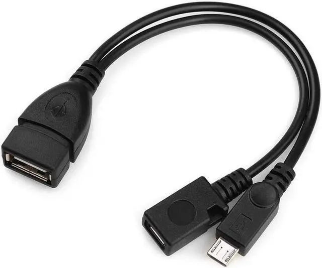 Alt view image 2 of 6 - USB OTG Adapter,2-in-1 Micro USB to Type A Female OTG Cord w/ External Micor-B Power Charging Port Y Splitter for Fire Stick,Android,2.5" SSD - 8 Inches,2 Pack