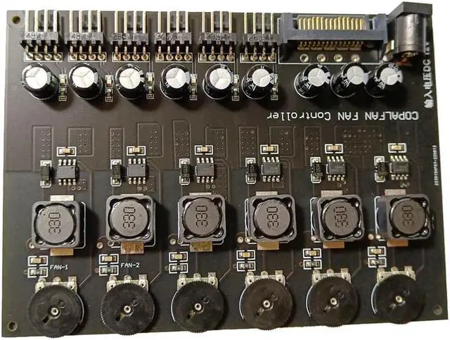 Alt view image 6 of 7 - EnLabs TX3CO6S 6 Channel 3 pin 4 pin Computer CPU Cooler Case Fan Speed Controller w/ rubber backed Tap for PC Case Internal & Mining Cooling Installation - Power by SATA 15pin