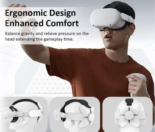 Alt view image 7 of 7 - Head Strap Compatible with Oculus Quest 2 Elite Head Strap Replacement with Super Soft Foam, Enhanced Support & Gaming Immersion, Reduce Pressure in VR Headset, Adjustable for different head sizes