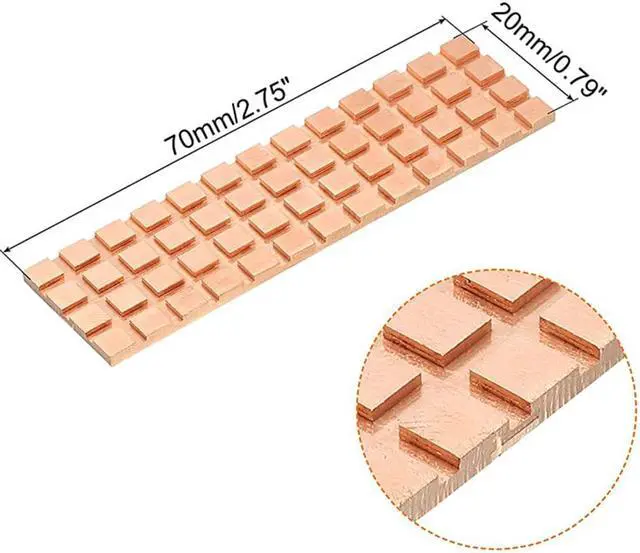 Alt view image 4 of 6 - M.2 SSD Copper Heat Sink with Thermal Conductivity Silicone Pad for NVMe NGFF 2280 M2 Cooler Radiator for Samsung 850 EVO, 860 EVO, 960 EVO, 970 EVO, 950 PRO, 960 PRO, 970 PRO etc -70x20x1.5mm