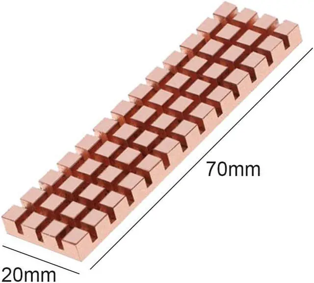 Alt view image 3 of 5 - M.2 2280 Pure Copper Heatsink with Thermal Conductive Adhesive for Cooling M.2 NVMe / NGFF SSD Radiator, Suitable for Computer Laptop M2 Solid State Disk - 70x20x6.0mm