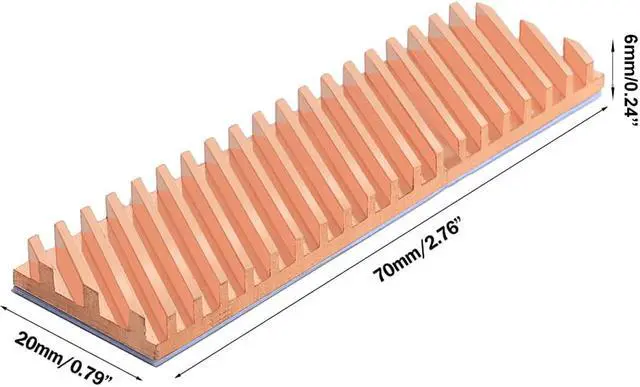 Alt view image 3 of 4 - M.2 SSD Copper Heat Sink with Thermal Pad for NVMe NGFF 2280 M2 Solid State Disk Computer Cooler PC Notebook Radiator Laptop Heatsink-70x20x6.0mm