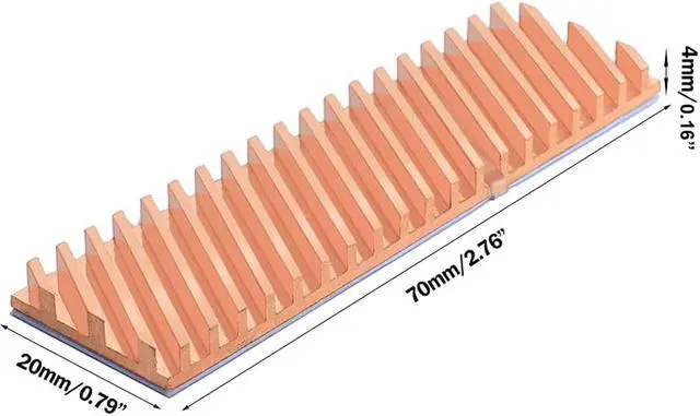 Alt view image 2 of 4 - M.2 SSD Copper Heat Sink with Thermal Pad for NVMe NGFF 2280 M2 Solid State Disk Computer Cooler PC Notebook Radiator Laptop Heatsink-70x20x4.0mm