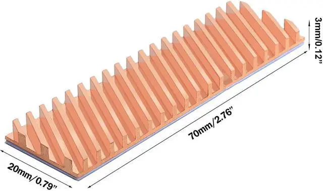 Alt view image 2 of 4 - M.2 SSD Copper Heat Sink with Thermal Pad for NVMe NGFF 2280 M2 Solid State Disk Computer Cooler PC Notebook Radiator Laptop Heatsink-70x20x3.0mm