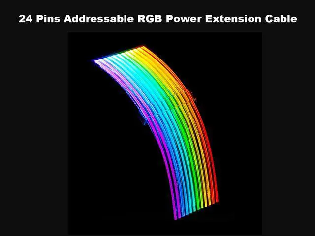 Alt view image 6 of 7 - EN-Labs Motherboard ATX 24 Pins Addressable RGB Power Extension Cable -5V/3Pin ARGB Sync PSU 24-Pin Internal Power Extension Cord -9.84 Inches