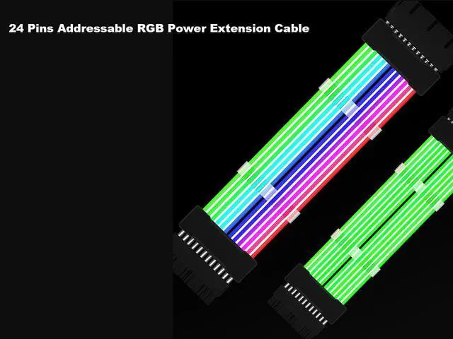 Alt view image 5 of 7 - EN-Labs Motherboard ATX 24 Pins Addressable RGB Power Extension Cable -5V/3Pin ARGB Sync PSU 24-Pin Internal Power Extension Cord -9.84 Inches