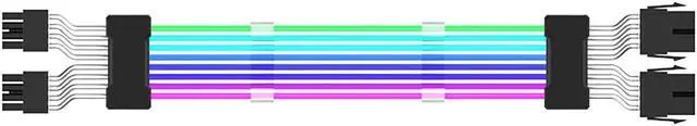 Alt view image 2 of 7 - EN-Labs Dual PCIe 8 Pins Addressable RGB Power Extension Cables -5V/3Pin ARGB Sync GPU 2x 8-Pin Internal Power Extension Cords - 1FT
