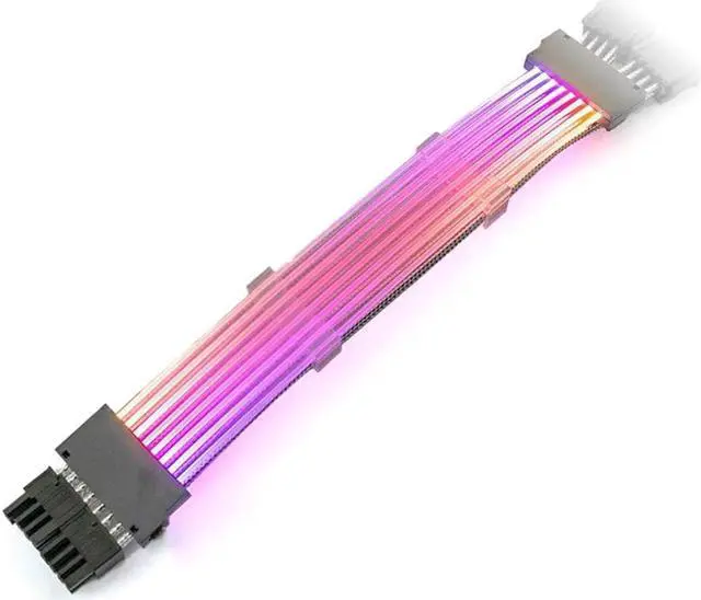 Alt view image 4 of 7 - EN-Labs Dual PCIe 8 Pins Addressable RGB Power Extension Cables -5V/3Pin ARGB Sync GPU 2x 8-Pin Internal Power Extension Cords - 1FT