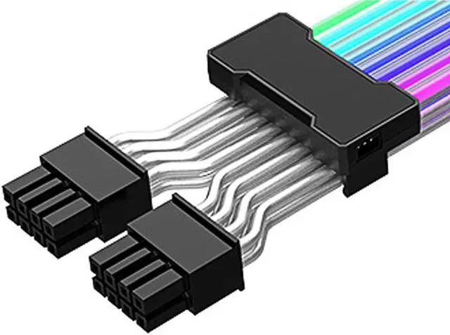 Alt view image 3 of 7 - EN-Labs Dual PCIe 8 Pins Addressable RGB Power Extension Cables -5V/3Pin ARGB Sync GPU 2x 8-Pin Internal Power Extension Cords - 1FT