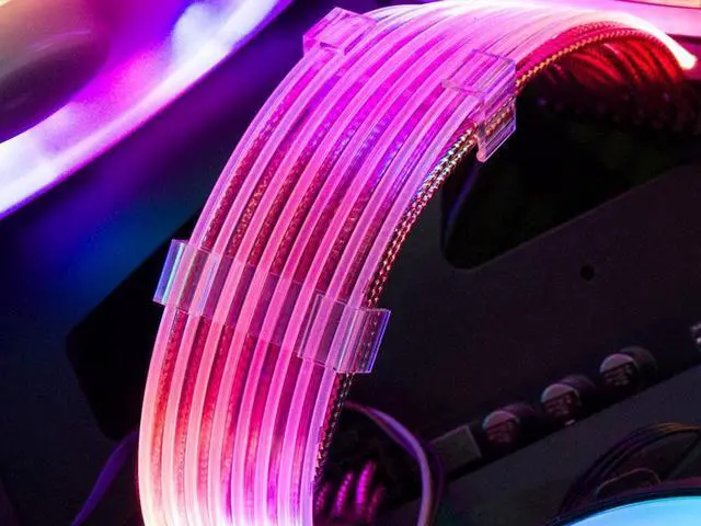 Alt view image 6 of 7 - EN-Labs Dual PCIe 8 Pins Addressable RGB Power Extension Cables -5V/3Pin ARGB Sync GPU 2x 8-Pin Internal Power Extension Cords - 1FT