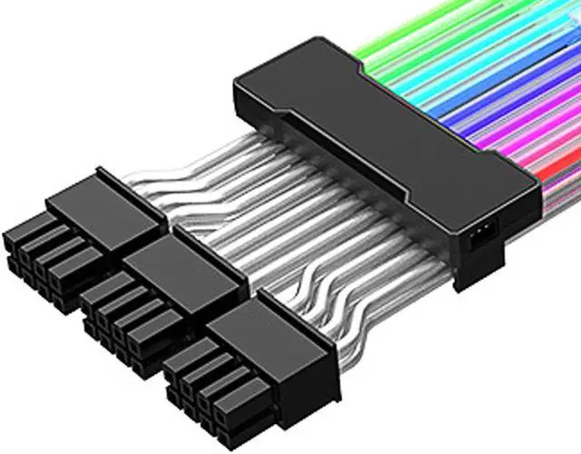 Alt view image 5 of 7 - EN-Labs ARGB 3x 8-Pin GPU Power Cable,PCIe 8 Pins 5V/3Pin Addressable RGB Power Extension Cables - ARGB Sync GPU Three 8Pin Internal Power Extension Cords -10.43 Inches