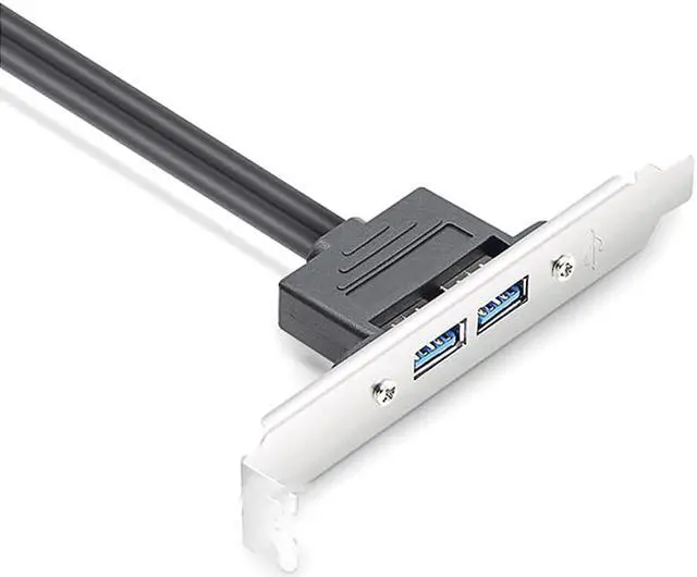 Alt view image 5 of 6 - Enlabs USB 3.0 Motherboard 20-Pin Header to 2x USB 3.0 A Female Adapter Cable w/ Full Profile PCI Slot Bracket ,2 Ports USB 3.0 Back Panel Expansion Bracket to 20Pin - Black,1.64ft
