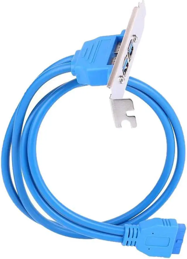 Alt view image 3 of 5 - Enlabs USB 3.0 Motherboard 20-Pin Header to 2x USB 3.0 A Female Adapter Cable w/ Full Profile PCI Slot Bracket ,2 Ports USB 3.0 Back Panel Expansion Bracket to 20Pin - Blue,1.64ft