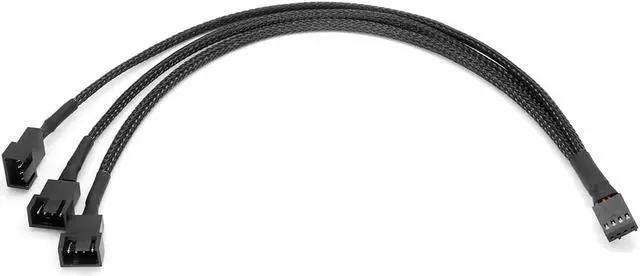 Alt view image 3 of 6 - Black Net Jacket Sleeved 10 inch PWM 4pin 1 to 3 4-pins Fan Splitter Hub Power Fan-out Adapter Cable,Motherboard PMW 4-pin header 1x3 Fan-Out Power Cable - 10"